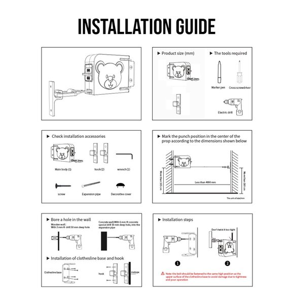SOGA 160mm Wall-Mounted Clothes Line Dry Rack White - Picture 8 of 9